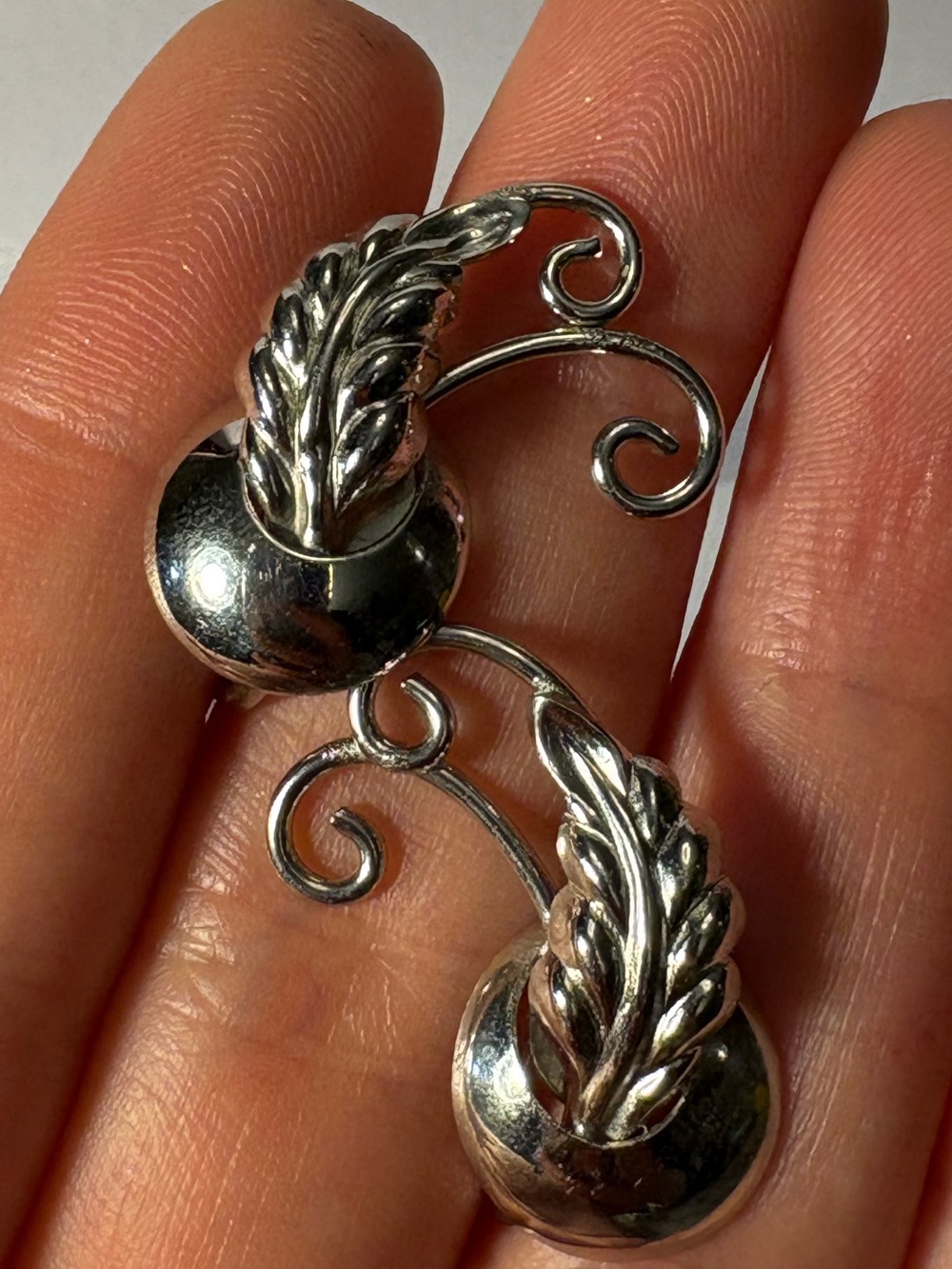 Sterling Silver Leaf Swirl Clip-On Earrings - Bond Boyd Jewelry Co.